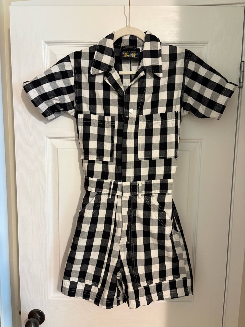 Big Bud Press Black & White Plaid Short Romper